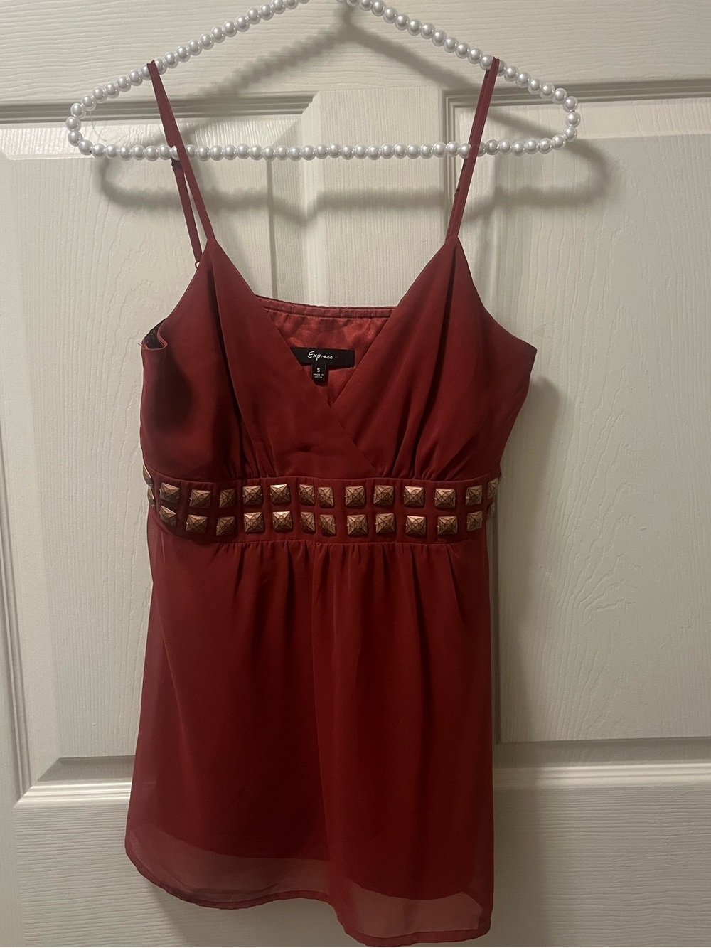 Express Y2K Rust Studded Cami‎ Top With Adjustable Straps anLight Shimmer Sz Sm